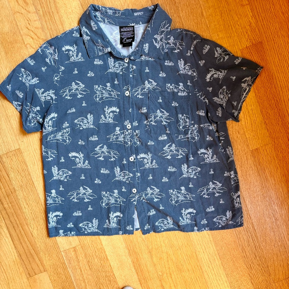 Madewell Blue Short-Sleeve Button-Up Camp Shirt